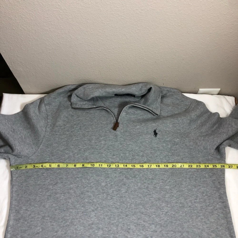 Polo Ralph Lauren Cotton Gray Embroidery Pony‎ 1/4 Zipper Pull Over Sweater XL